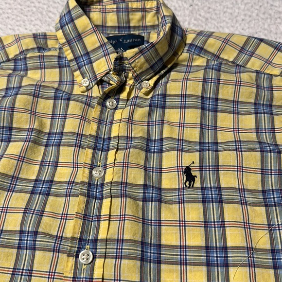 Ralph Lauren Boys L/S Yellow and Blue Checked Button-Up, EUC, Size Medium - Picture 3 of 8